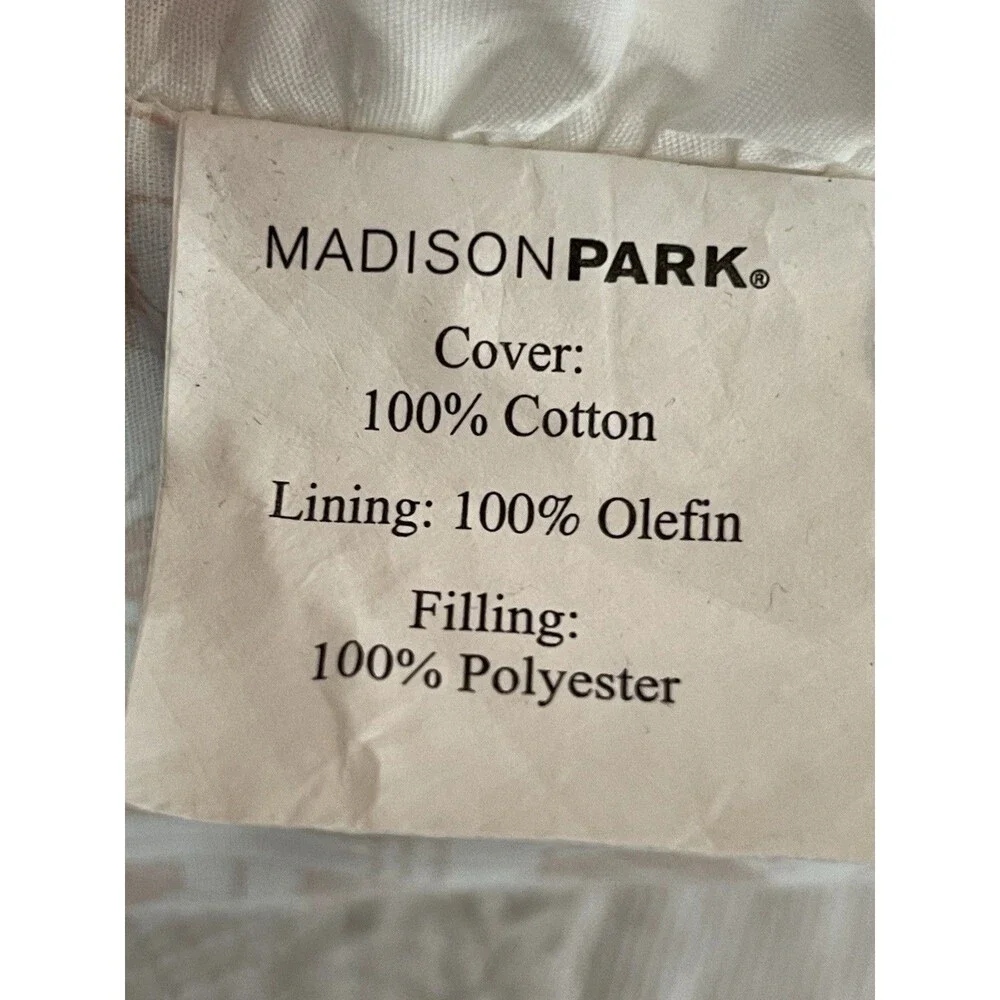 Madison Park Decorative Accent Pillow Beige / White Geometric Ruffle
